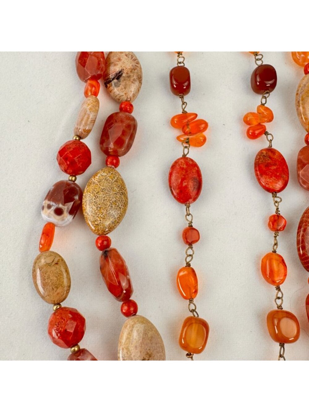 Vintage Coldwater Creek Multi-Strand Beaded Necklace 27-Inch Orange Brown Earthy - Picture 6 of 10